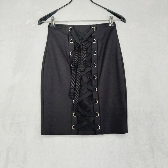 INTERMIX Dresses & Skirts - Intermix Black Cotton Blend Lace-Up Corset Skirt P5190